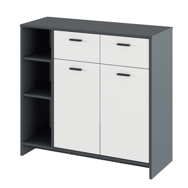 Comodă, grafit / alb, NEPOLA TIP 1